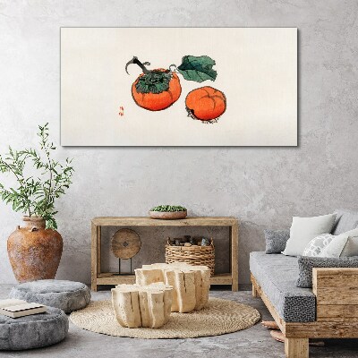 Persimmons on a light background Canvas Wall art