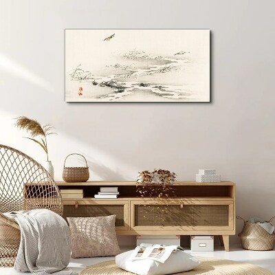 A peaceful landscape with a bird Canvas Wall art