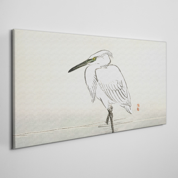 White heron in the fog Canvas Wall art