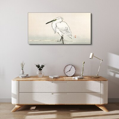 White heron in the fog Canvas Wall art