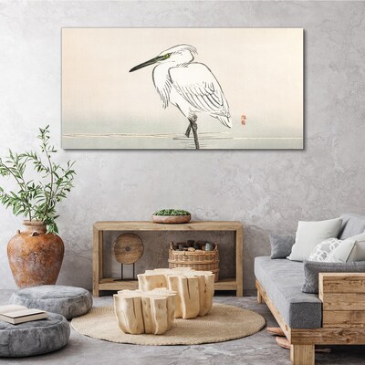 White heron in the fog Canvas Wall art