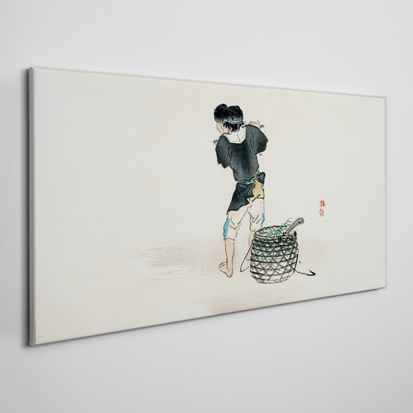 Boy with a basket Canvas Wall art