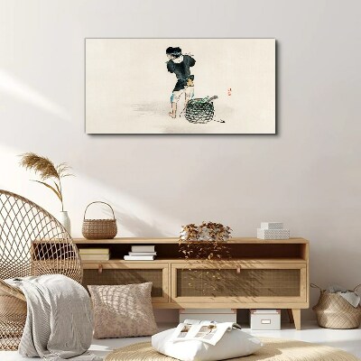 Boy with a basket Canvas Wall art