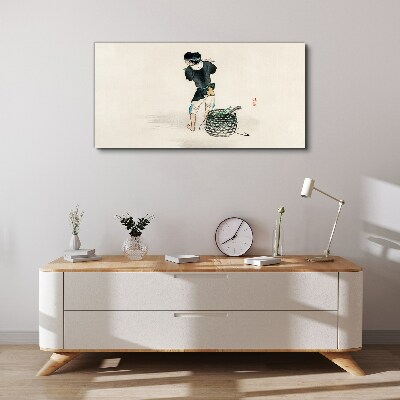 Boy with a basket Canvas Wall art