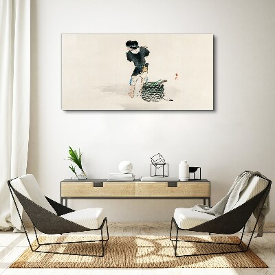 Boy with a basket Canvas Wall art