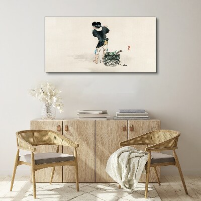 Boy with a basket Canvas Wall art