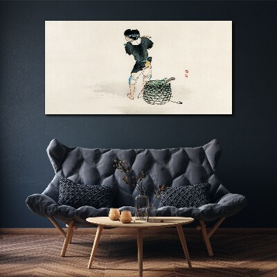 Boy with a basket Canvas Wall art