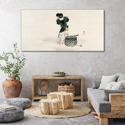 Boy with a basket Canvas Wall art