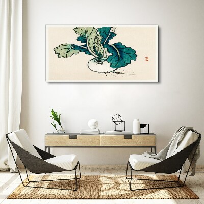Green radish on a light background Canvas Wall art