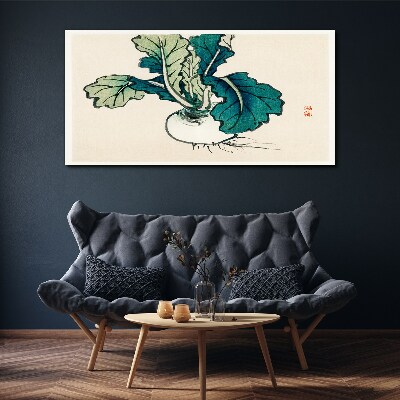 Green radish on a light background Canvas Wall art