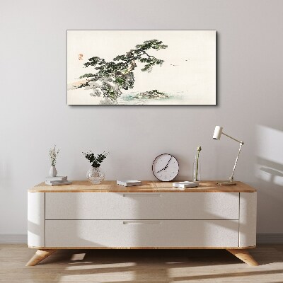 Peaceful landscape with a pine tree Canvas Wall art