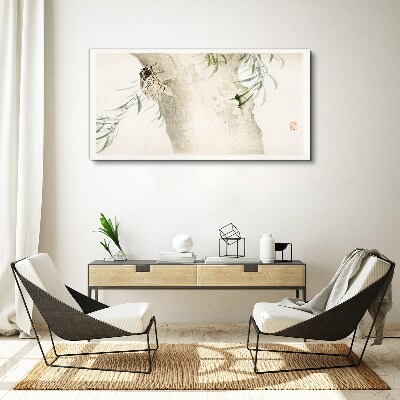Cicada on the branch background Canvas Wall art