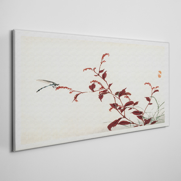 Slender branches with a dragonfly Canvas Wall art