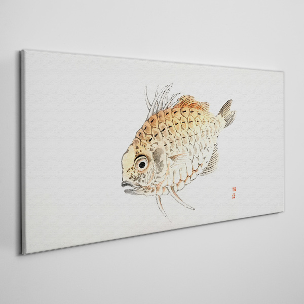 Gold fish on white background Canvas Wall art