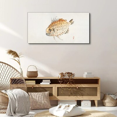 Gold fish on white background Canvas Wall art