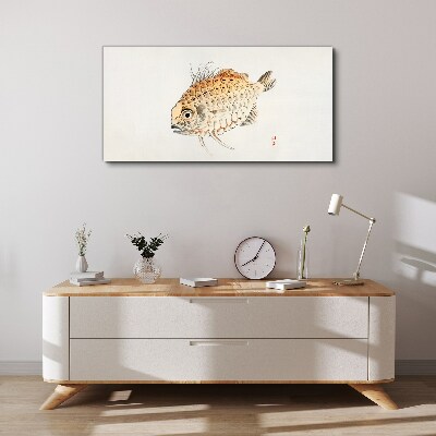 Gold fish on white background Canvas Wall art