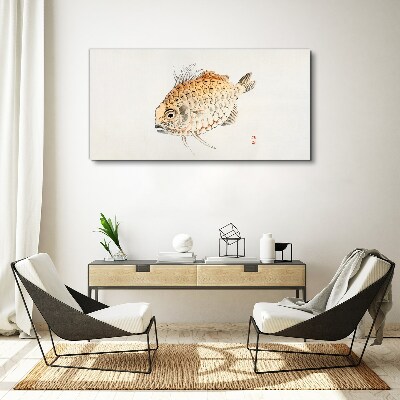 Gold fish on white background Canvas Wall art