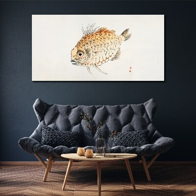 Gold fish on white background Canvas Wall art