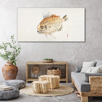 Gold fish on white background Canvas Wall art