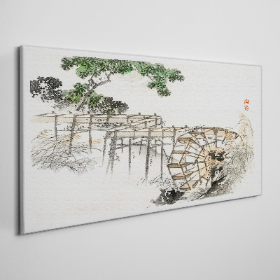 Peace at the water mill Canvas Wall art