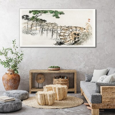 Peace at the water mill Canvas Wall art