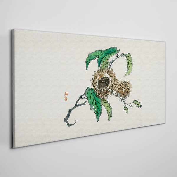 Chestnut branch with leaves Canvas Wall art