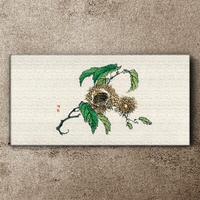 Chestnut branch with leaves Canvas Wall art