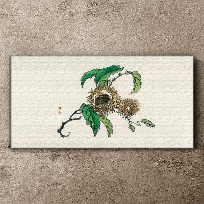 Leaves chestnut branches Canvas Wall art