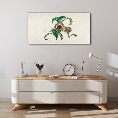 Chestnut branch with leaves Canvas Wall art