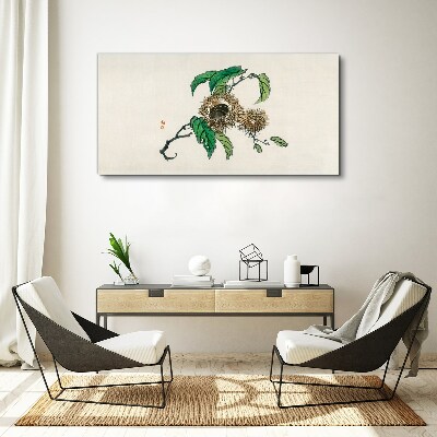 Chestnut branch with leaves Canvas Wall art