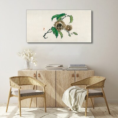 Chestnut branch with leaves Canvas Wall art