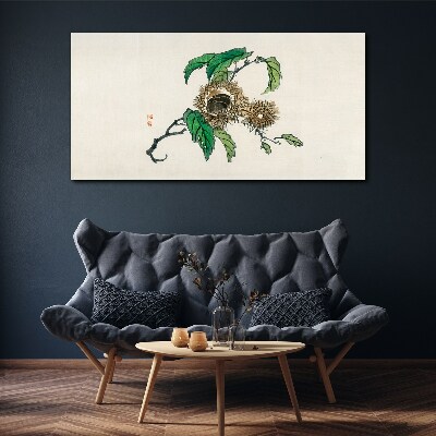 Chestnut branch with leaves Canvas Wall art