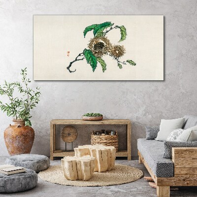 Chestnut branch with leaves Canvas Wall art