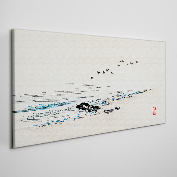 Peaceful coast with birds Canvas Wall art