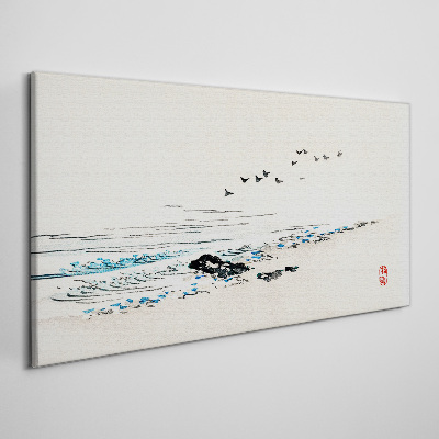 Peaceful coast with birds Canvas Wall art