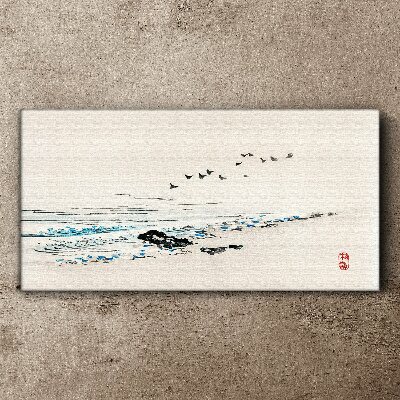 Peaceful coast with birds Canvas Wall art