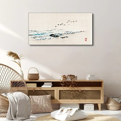Peaceful coast with birds Canvas Wall art