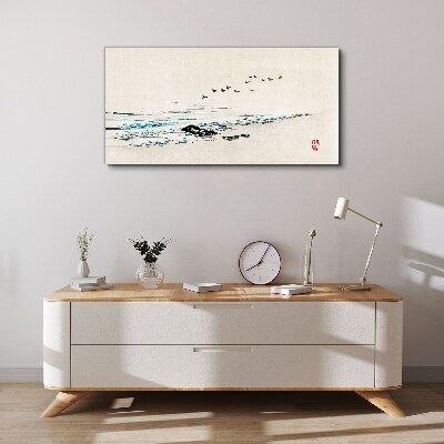 Peaceful coast with birds Canvas Wall art