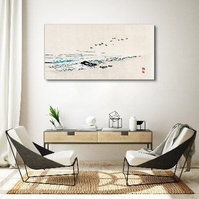Peaceful coast with birds Canvas Wall art