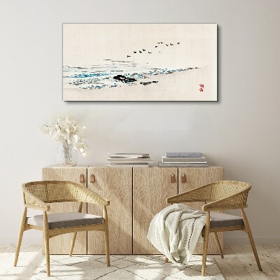 Peaceful coast with birds Canvas Wall art