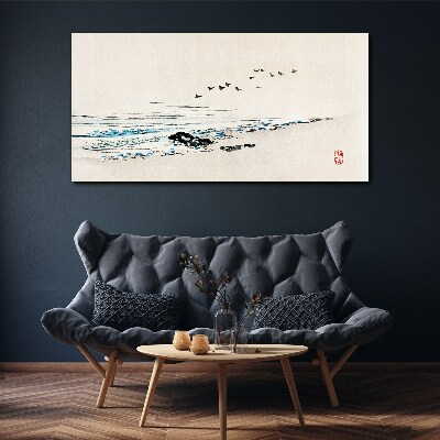 Peaceful coast with birds Canvas Wall art
