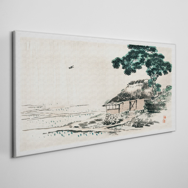 Peaceful country cottage by the lake Canvas Wall art