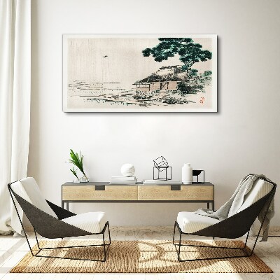 Peaceful country cottage by the lake Canvas Wall art