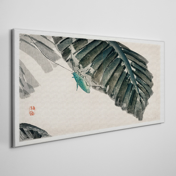 A slender insect on leaves Canvas Wall art