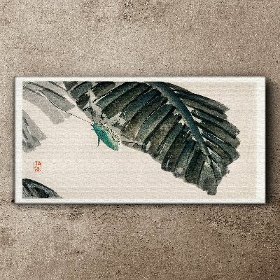 A slender insect on leaves Canvas Wall art