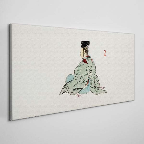 Japanese beauty in traditional kimono Canvas Wall art