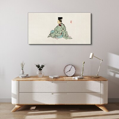 Japanese beauty in traditional kimono Canvas Wall art