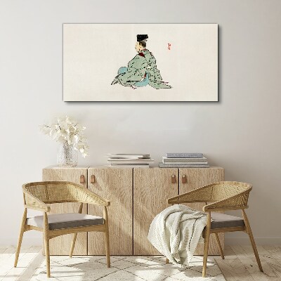 Japanese beauty in traditional kimono Canvas Wall art