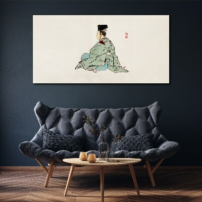 Japanese beauty in traditional kimono Canvas Wall art