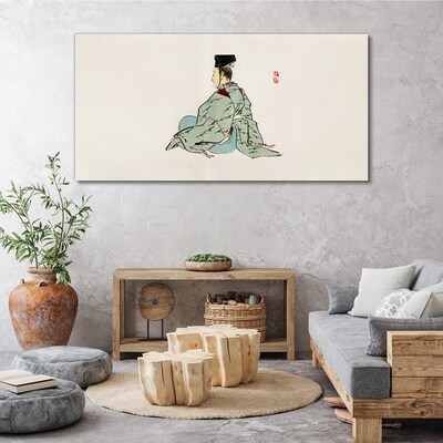 Japanese beauty in traditional kimono Canvas Wall art